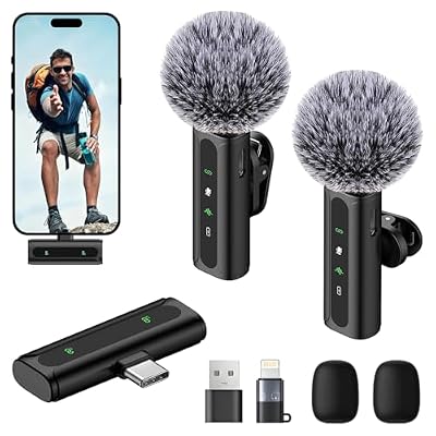 JCHIEN Wireless Microphone for iPhone/Android Phone - Professional Mini Lavalier Mic for Podcast Content Creator, Magnetic Lapel Microphones for Vlog Video Recording & Live Streaming