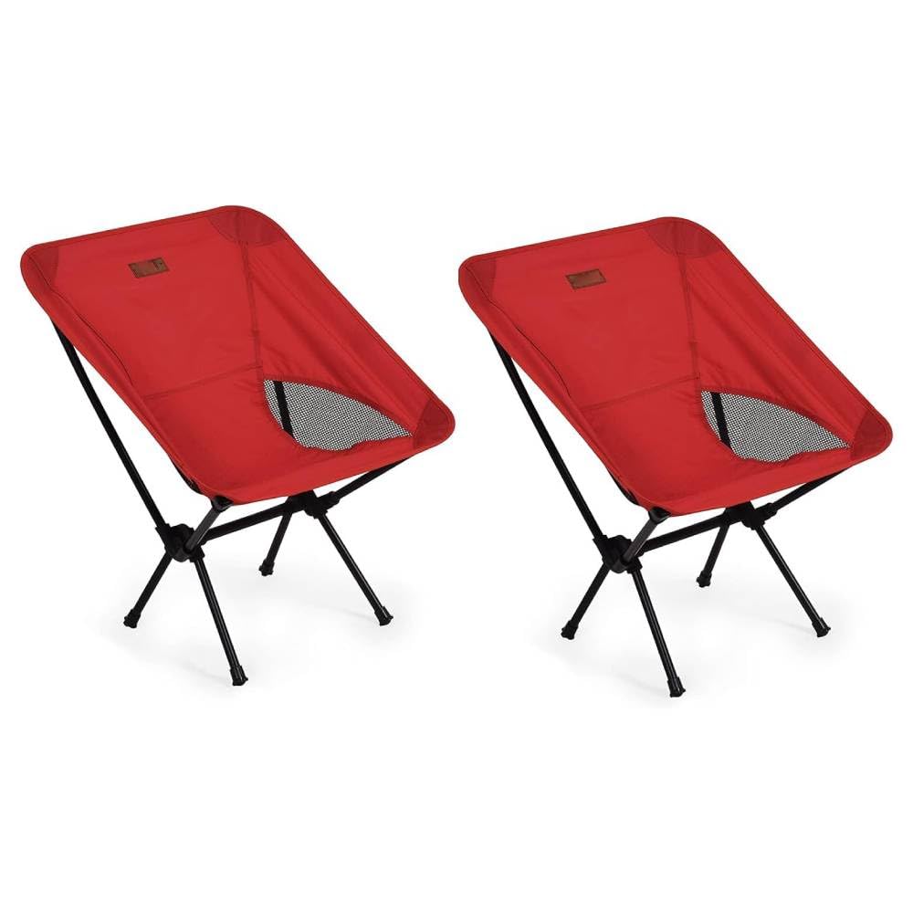 HomlyPro Folding Camping Chair, Pack of 2 - Compact & Lightweight Outdoor Chair for Adults, Comfortable Sitting, Ideal for Garden, Beach, Picnic, and Adventures (Red)