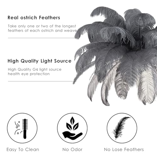 Lampadaire en plumes d'autruche moderne variable avec lampe sur pied salon - 6