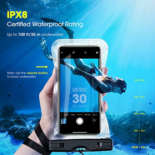 wasserdichte Handyhülle,Handy Wasserschutzhülle Wasserfeste Hülle für Schwimmen, Unterwasser Handytasche IPX8 Waterproof Phone Case Kompatibel mit bis 7\ iPhone 14 13 12 Pro Max Plus [2 Stück]