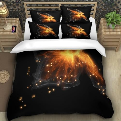 Housse de couette oiseau de feu effet 3D parure lit microfibre ultra douce - 5