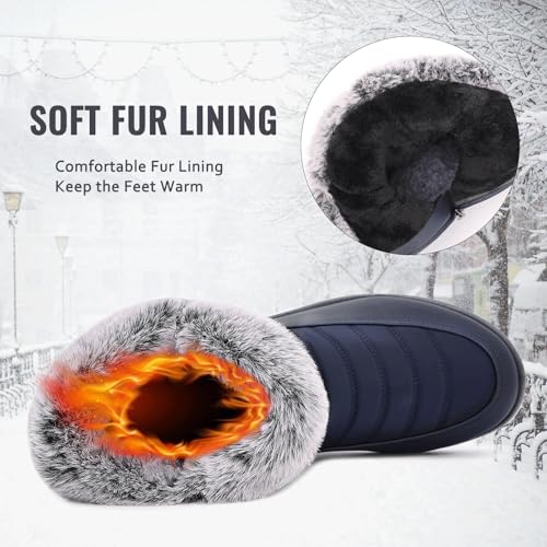 Winter Snow Boots for Women: Mid-Calf Booties with Fur Lined Zipper Comfortable Waterproof Warm Outdoor Shoes4