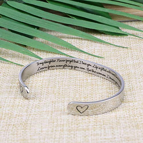 Daughter Bracelets From Mom Inspirational Handmade Fashion Simple Wide Cuff Bangle Message Engraved Birthday Christmas Gifts For Her #TOP1