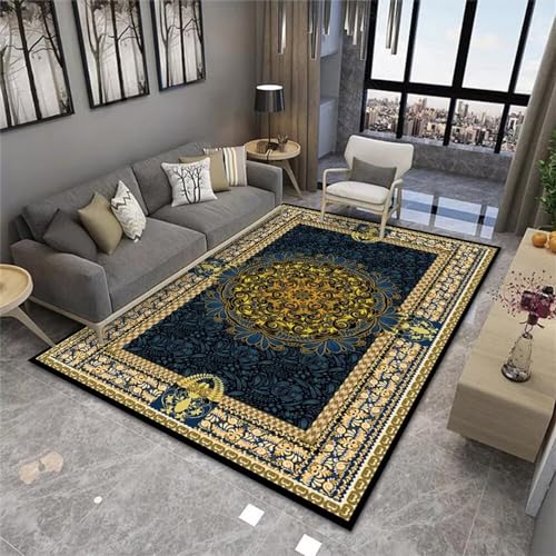 Tapis de decoration salon 100x200cm grand tapis ados bleu