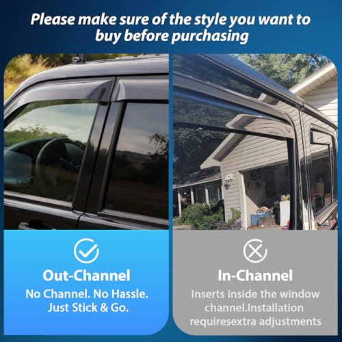 Image of Nilight Outside-Mount Window Rain Guards for Chevy Equinox 2010-2017, 4PCS