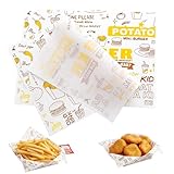 100 Blatt Käsepapier, 36x26 cm Lebensmittelverpackungspapier, Fettdichtes Wachspapier für Burger, Sandwich und Döner, Ideal für Fast-Food-Restaurants und Picknicks