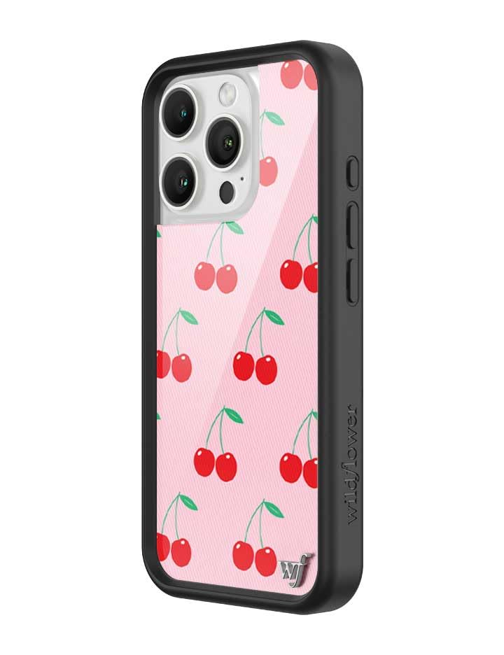 Image of Wildflower Cases - iPhone 16 Pro Compatible - Pink Cherries | Impact-Certified 6.5 ft Drop Protection Case, Raised Protective Bumper, Cute Aesthetic Design, Women-Owned Small Business