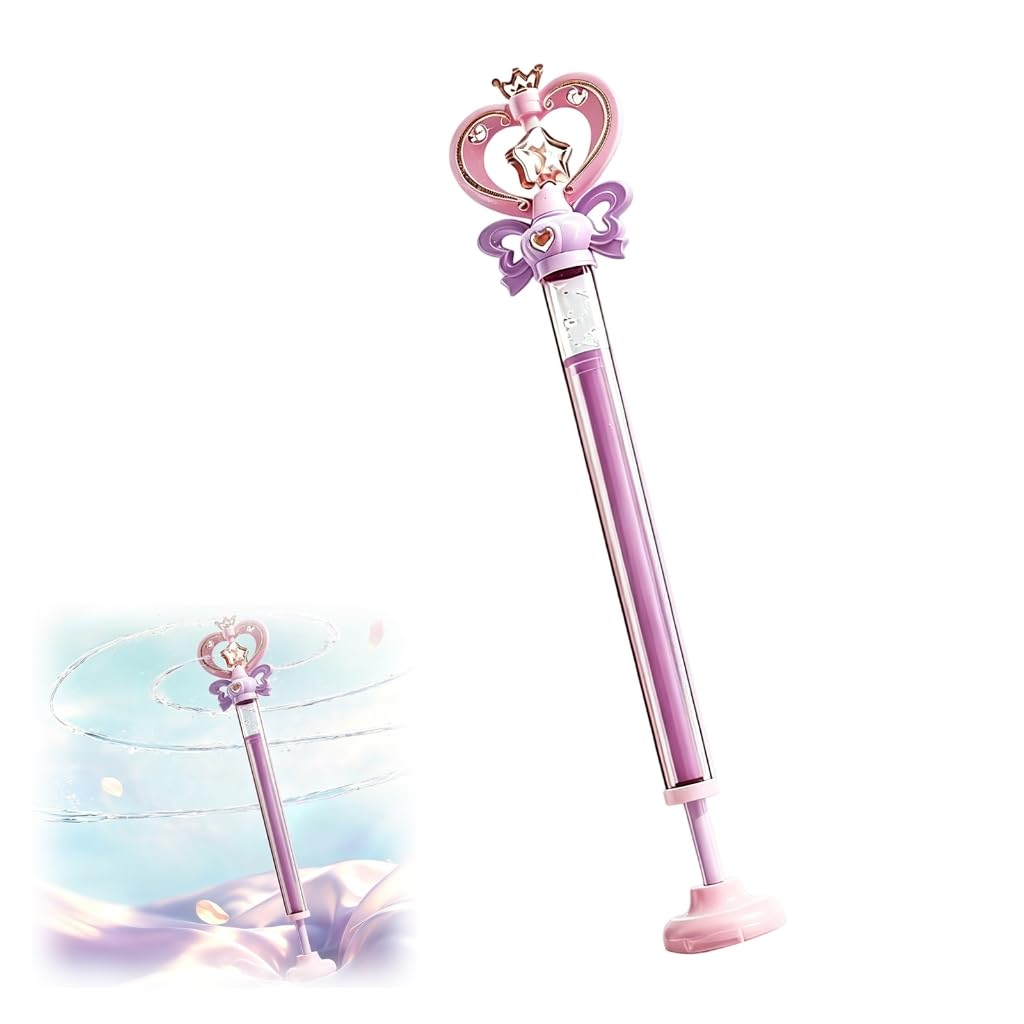 Magic Wand Water Squirter, Spinning Water Spray Toy, Pull-Out Fairy Wand Water Blaster, Funny Firework Water Sprayer for Summer Beach Pool Party Outdoor Games, for Adult (Purple)