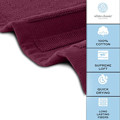 White Classic Luxury Bath Mat Floor Towel Set - Absorbent Cotton Hotel Spa Shower/Bathtub Mats [Not A Bathroom Rug] 22"X34" | 2 Pack | Wine Red #TOP5