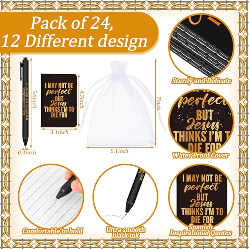 Cadeaux chrétiens originaux : 72 mini carnets avec citations et stylos en sac - 3