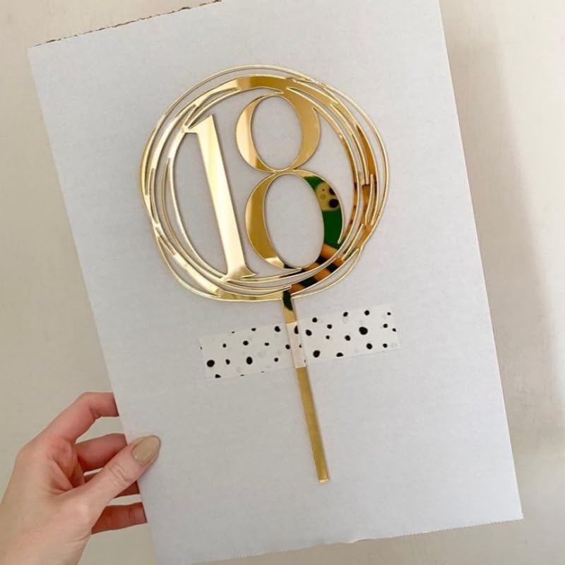 Gold Acrylic Number 18 Birthday Cake Topper, Happy 18th Birthday Cake Topper,Hello 18, Cheers to 18 Years Birthday and Anniversary Party Decoration for Boy/Girls - Image 7