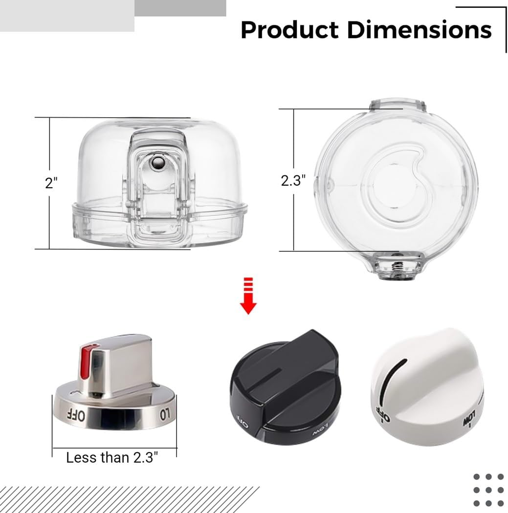 5-Piece Stove Knob Covers, Double-Lock Gas Knob Protectors With Transparent Design, Oven Knob Covers With Child Safety Lock And Dust Prevention