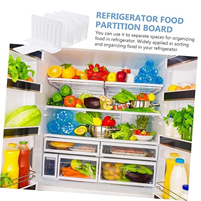 4Pcs Refrigerator Storage Partition Board Drawer Separator for Neat Organization Plastic Dividers for Kitchen Fridge for Fruits Snacks