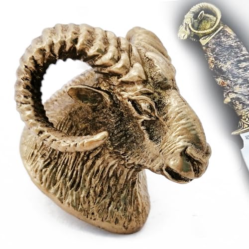 CooB Hunting Knife Finger Guard Bolster, Knife Pommel for Custom Knife Making. DIY Hand-Casted Solid Metal Knives Supplies Accessoriess (Pommel Argali)