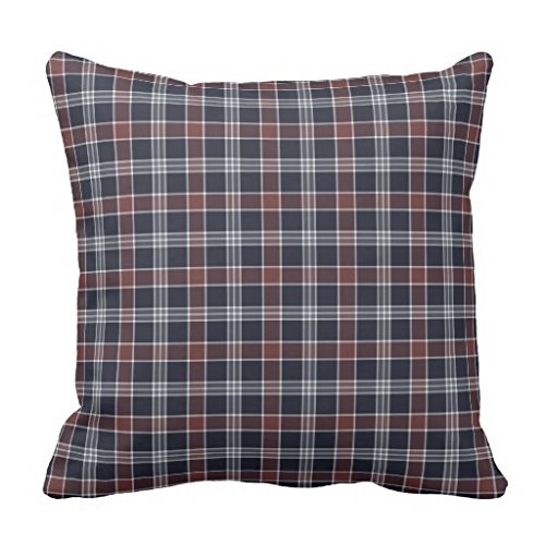 Navy Blue and Burgundy Plaid Square pillow case cover 18*18
