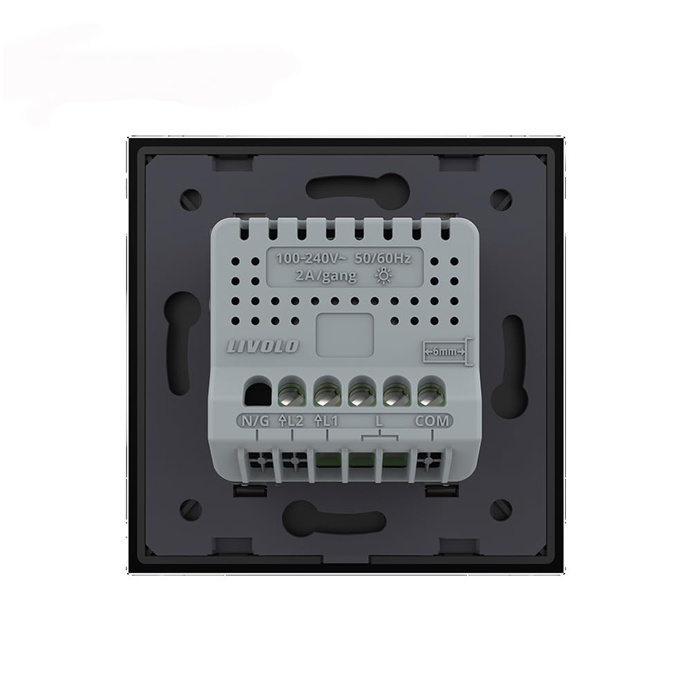 LIVOLO 2-facher dimmbarer Touch Lichtschalter Glasschalter Touchlichtschalter Dimmer Dimmerschalter Glas Wandschalter Glasblende Seriendimmer Schwarz VL-FC2D2-2G-C2-12