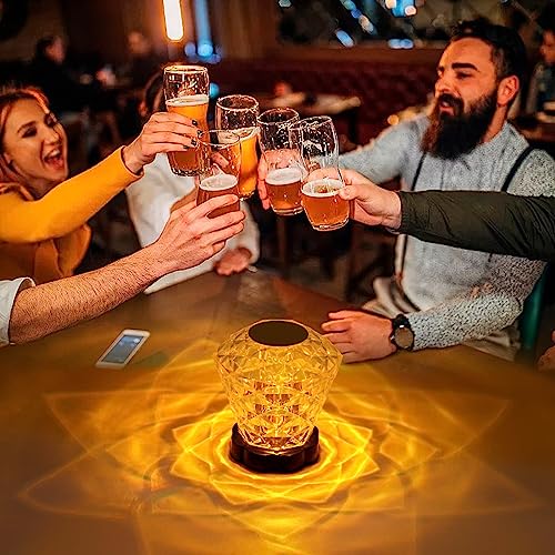 GIMURM Crystal Touch Table Lamp LED Night Light, 16 Colors USB Rechargeable Flower Table Lamp with Touch Control, Romantic Lighting Decor for Bedroom (Lotus Style)