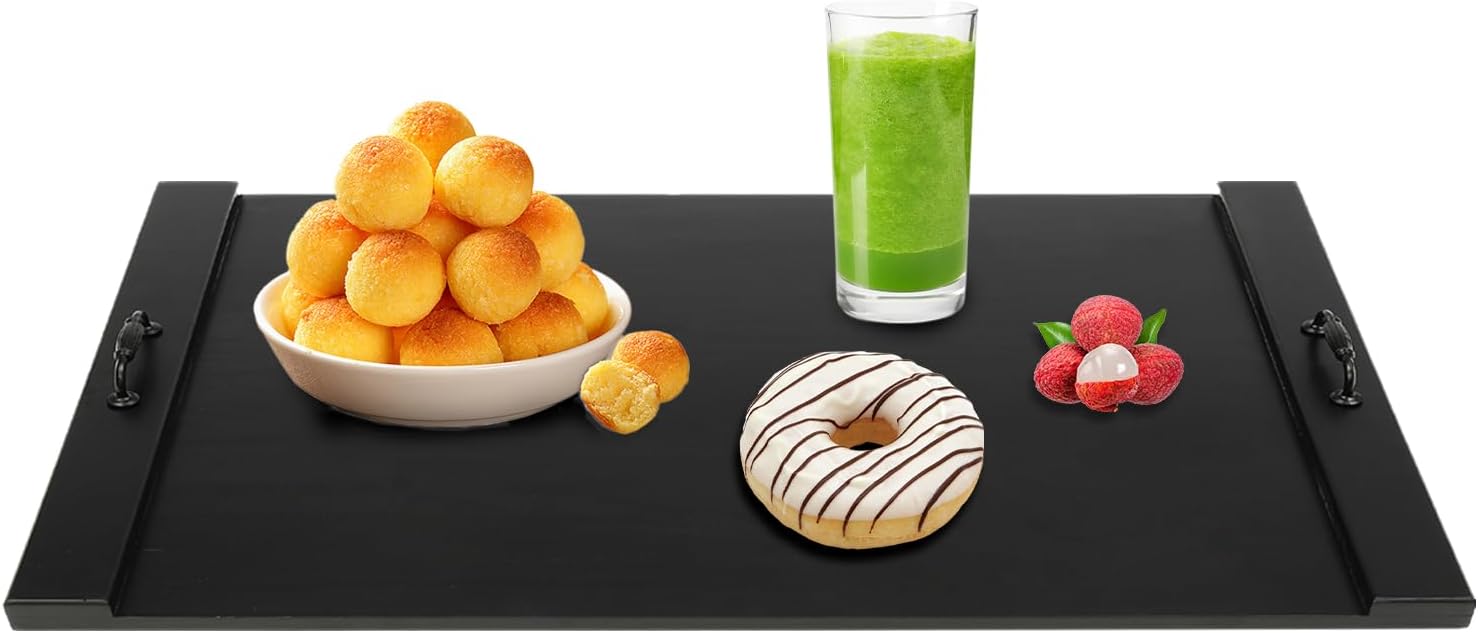 Noodle Board Stove Cover, Pine Wood Kitchen Chopping Board with Handles, 21.65 x 30.31 Inch Wood Stove Top Cover, Versatile Counter Top Tray Tool for Apartment, Restaurant, Caravan (Black)