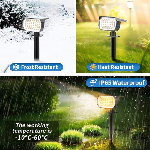 Tadyreal Solar Spot Lights Outdoor 10 Pack, [46 LED/3 Modes] Solar Landscape Spotlights Waterproof, 2-in-1 Auto On/Off Solar Powered Lights for Outside Yard Garden Wall Pathway(Warm White) by Tadyreal - Image 5