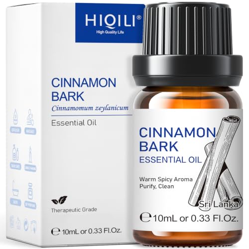 Image of HIQILI 0.33 Fl Oz Cinnamon Essential Oil for Spary, Diffuser, Garden and Kitchen - 100% Pure Natural - Indoor and Outdoor, 10 ML | Brings Mood Lifting Ambience, Gentle Household Barrier, Versatile DIY & Home Freshening -10ml / 0.33 fl oz