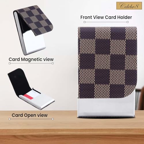 Image of Celebr8 Personalized Credit Card Holder for Men & Women | Name Engraved PU Leather & Metal RFID Card Wallet | Slim Credit, Debit, ATM, Business & Visiting Card Case | Gift for Dad, Husband, Boyfriend