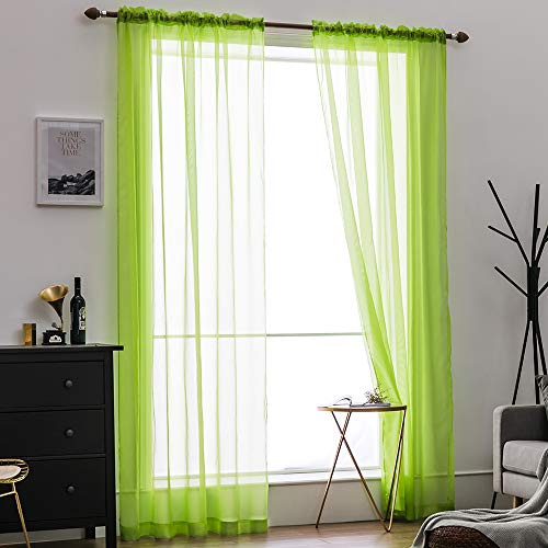 MIULEE 2 Panels Solid Color Sheer Window Curtains Smooth Elegant Window Voile Panels/Drapes/Treatment for Bedroom Living Room Light Green 55" Wx88 L, Rod Pocket - Cosy Home Interiors MIULEE 2 Panels Solid Color Sheer Window Curtains Smooth Elegant Window Voile Panels/Drapes/Treatment for Bedroom Living Room Light Green 55" Wx88 L, Rod Pocket - Image 7