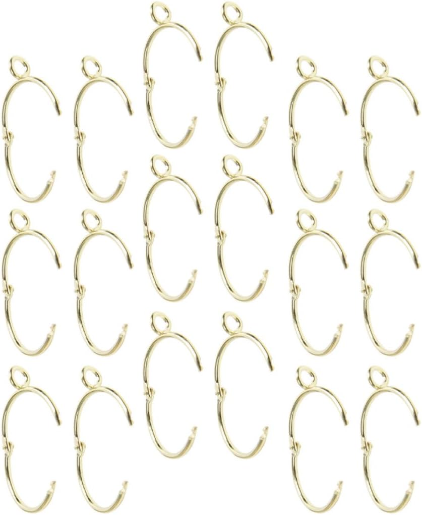 30pcs Metal Curtain Rings with Clips Openable Iron Buckles for Hanging Curtains Good Loading Capacity Golden Color Suitable for Bathroom and Window Rods