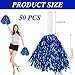 LDXDRU 50 Pack Pom Poms Cheerleading Cheerleader Pom Poms with Baton Handle Team Spirited Fun Cheer Pom Poms Bulk for Kids Adults Dance Game Party Sports Cheer Blue