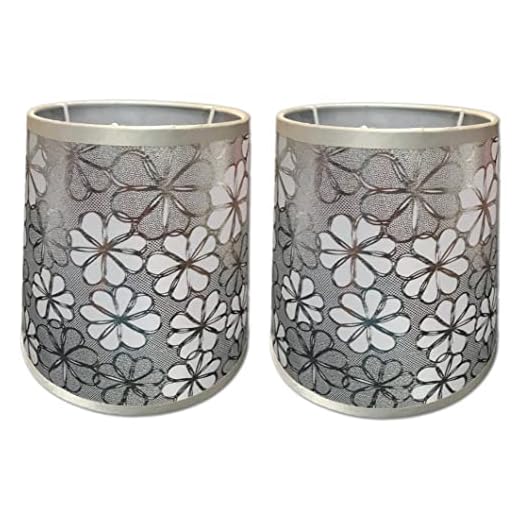 BEST&FREE X2 Pantalla Lampara Mesa De Noche 20Cm. Tulipas Para Lamparas Decorativas. Pantalla Lampara Techo Fácil De Poner. Pantallas Lamparas Bonitas. (2, Flores Cilindrica)