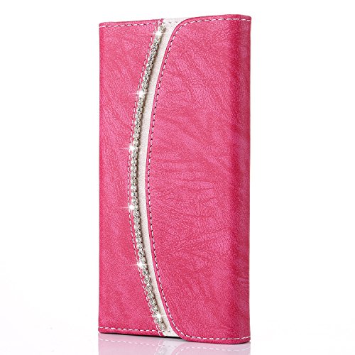 iPhone 6s Plus Case,Bling Bling Luxury Crystal Diamond [Rhinestones] Flip PU Leather Case,[Stylish Handbag] with Magnetic Wallet Card Silicone Cover for iPhone 6 Plus/6s Plus 5.5 inch - Pink