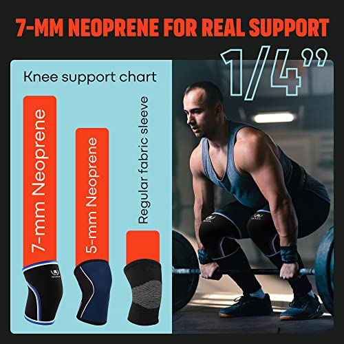 image for Mava Sports Knee Sleeves Weightlifting Men & Women, 7mm Neoprene Knee 