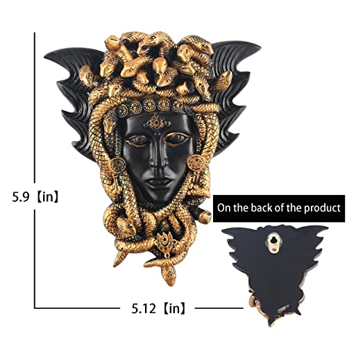 Medusa Snake Head Sculpture, Medusa Statue Golden Furniture Decoration, Greek Mythology Snake Hair Woman Wall Decoration, Porch Plaque Statue (Golden) #TOP1