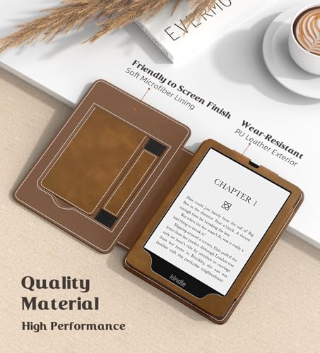 Image of MoKo Case for 7 inch /6.8 inch Kindle Paperwhite(12th /11th Generation-2024 /2021) and Kindle Colorsoft Signature Edition, Slim PU Shell Cover Case with Auto-Wake /Sleep for Kindle Paperwhite 2024, Brown