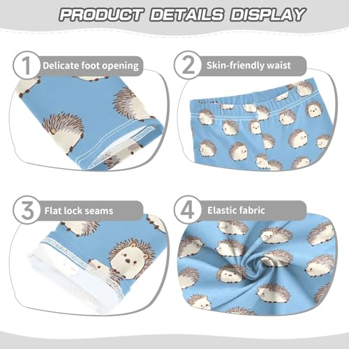 Cute Hedgehog Animal Girls Leggings Kids Yoga Pants Athletic Tights Pants 4-10 Years3