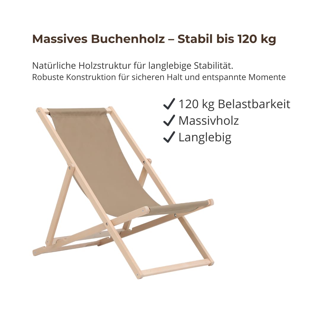 2er Se Liegestuhl klappbar Holz bis 120 kg t Sonnenliege Olive