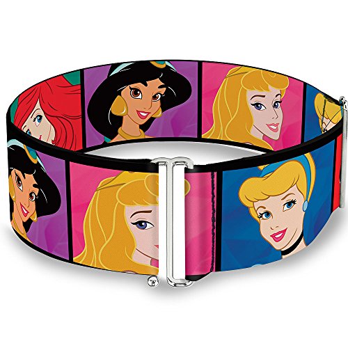 Buckle-Down Disney Belt, Cinch Belt Disney Princess Blocks, 3.0 Inch Wide, Adjustable