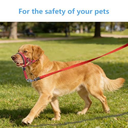 LUFFLOK Collar Ronzal de Cabeza para Perro con Acolchado Suave, Arnés de Cabeza para Antitirones Perros, Collar de Cabeza Ajustable Antimordeduras y Reflectante para Bozal de Perro (Rojo, XL) - imagen 7