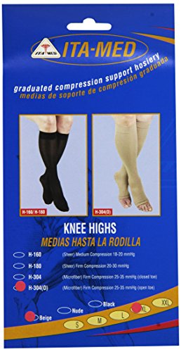 Image of ITA-MED I H-304(O)(3) XL B Microfiber Knee Highs, Beige, X-Large