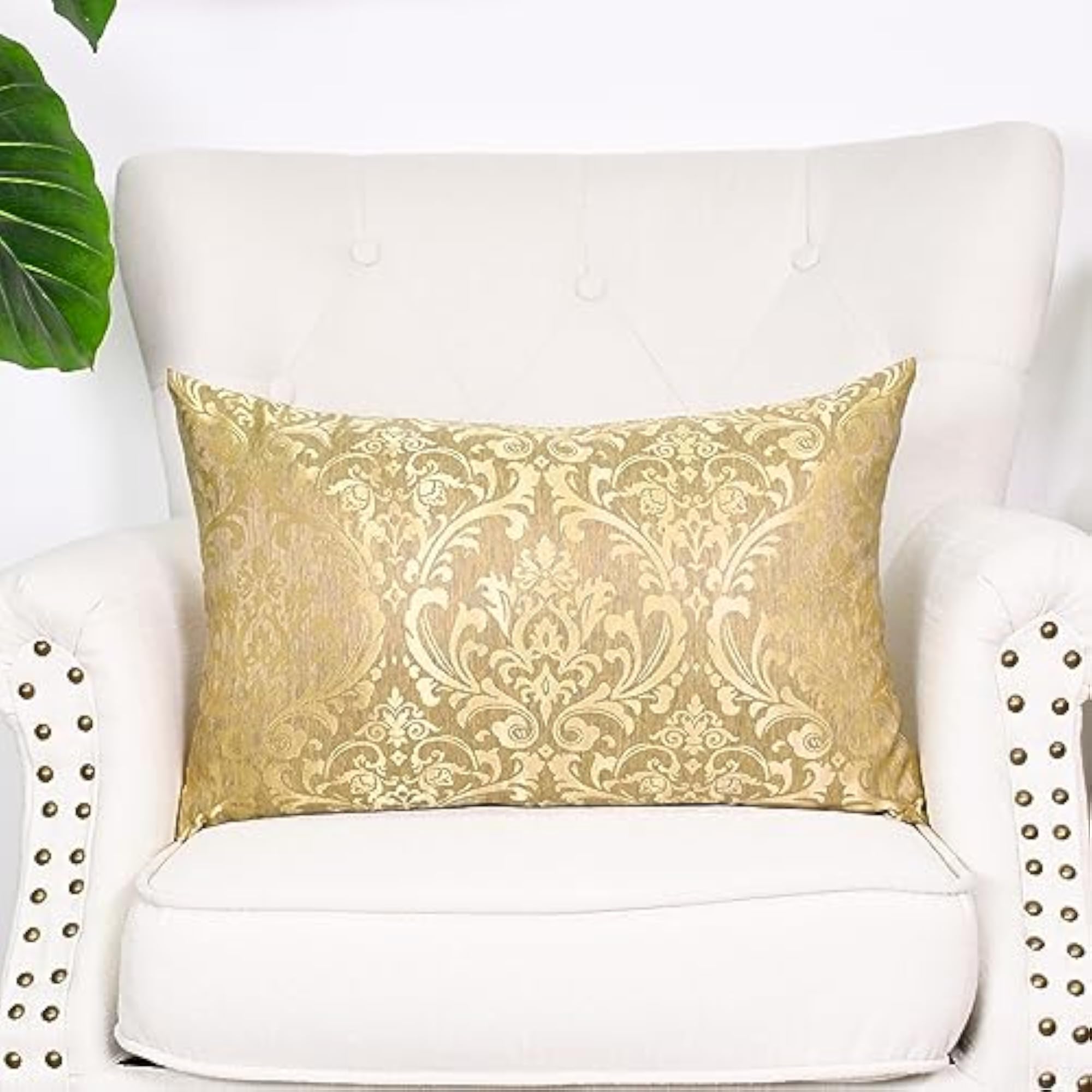 Decorative Couch Throw Pillow Covers, Gold Accent