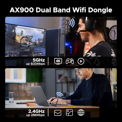 Ugreen Wifi Dongle, 2-IN-1 Wi-Fi 6 Bluetooth 5.4 Wifi Adapter For Pc, AX900 Usb Wifi Dongle 5Ghz/2.4Ghz Usb Wireless Adapter For Pc Laptop Computer Windows 10/11 - 3