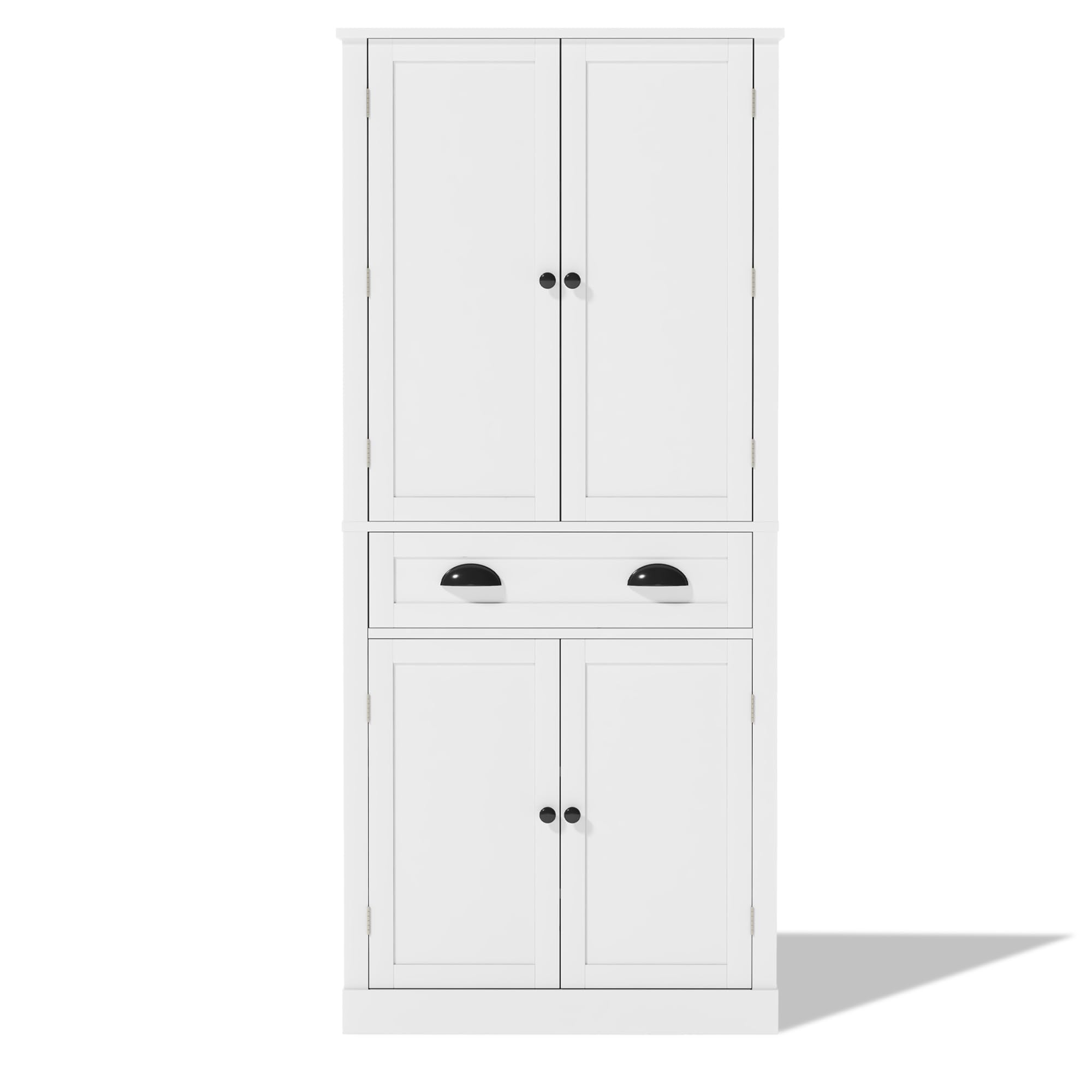SACOOL Armadietto a 4 ante e 1 cassetto, 2 ante con ripiani, 6 scomparti e 4 ripiani regolabili, adatto per cucina, sala da pranzo e soggiorno, bianco