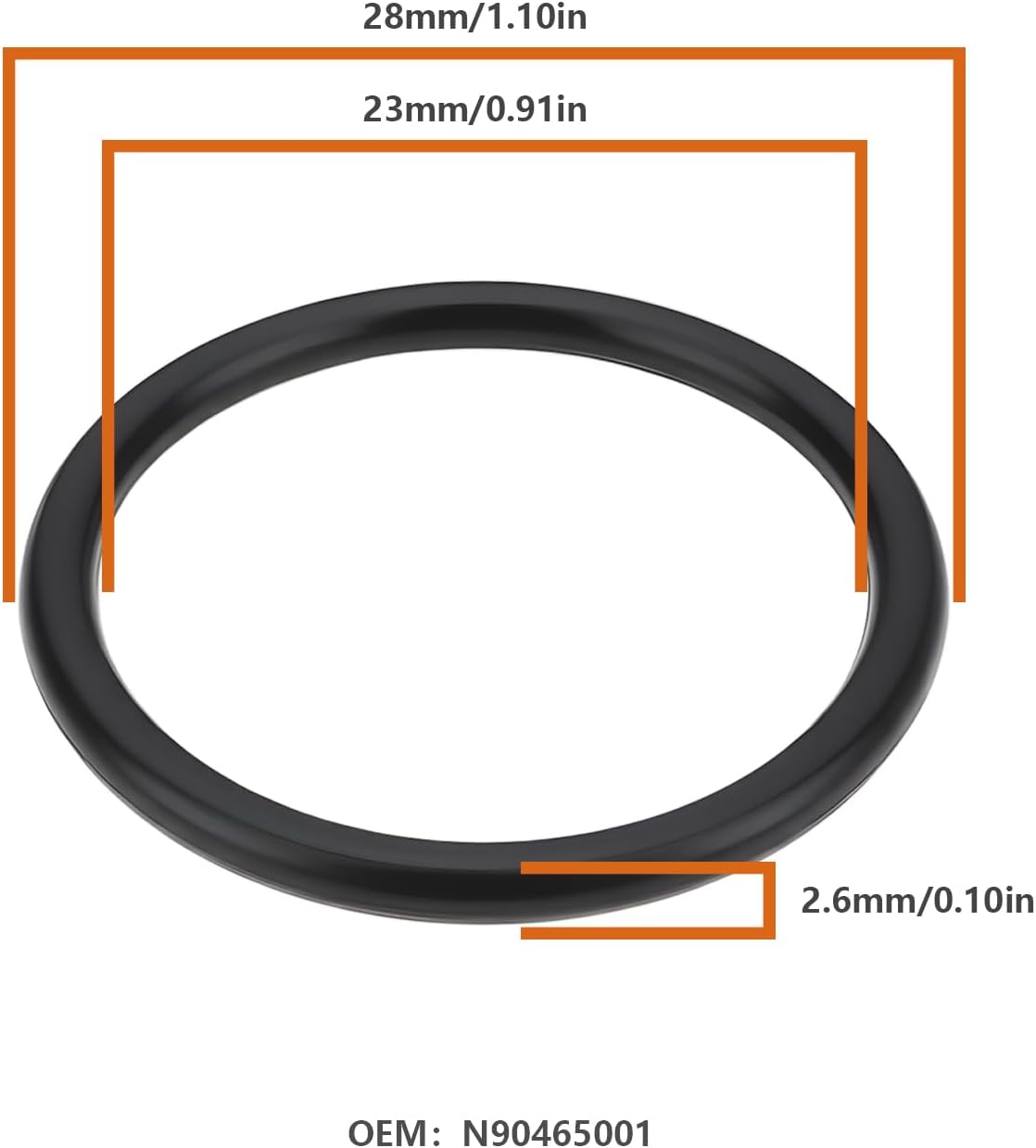 2pcs Car Engine Coolant Outlet O-Ring 23x28x2.6mm N90465001 Compatible with Audi A4 A6 Compatible VW Transporter