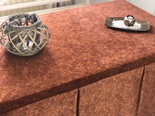 INUSUAL Falda o Ropa de Camilla Rectangular Invierno 120X70X72 Modelo IBI, Textura Suave Satinado Efecto mármol (Cobre)