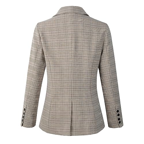 Beninos Womens Casual Blazers One Button Plaid Blazer Jacket2