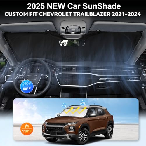 Sunshade for Trailblazer Windshield Sun Shade for Chevrolet 2021-2025 2026 Chevy Trailblazer Accessories Windshield Cover 210T Reflective Front Window Shield Blocks UV Rays Heat Sun Visor Protector