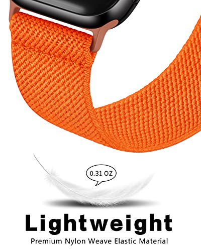 Image of AMANECER Stretchy Nylon Bands Compatible with Apple Watch SE 3 /2 /1 Series 11 /10 /9 /8 /7 /6 /5 /4, Adjustable Braided Elastic Sport Loop Rugged Breathable Straps for iWatch Women Men (Orange, 38 /40 /41 /42MM)