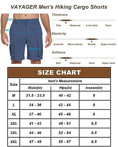 VAYAGER Bermuda cargo masculina de secagem rápida, leve, elástica, para golfe, pesca, atividades ao