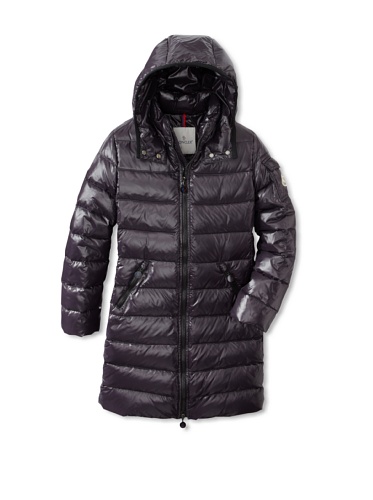 Moncler Kid's Long Hooded Puffer Jacket, Blue Marine, 8 A