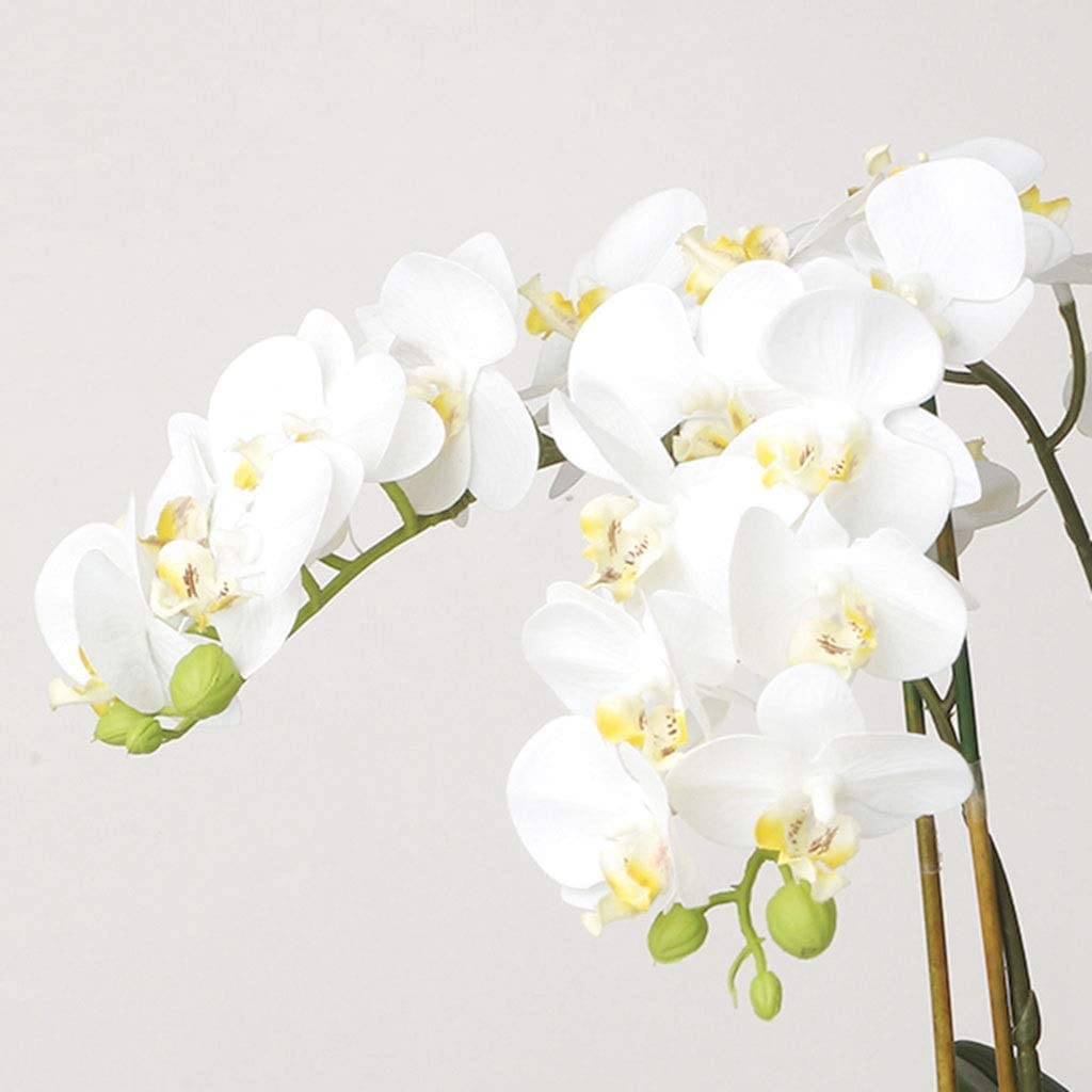 Sztuczne orchidee, poliuretanowe sztuczne kwiaty falenopsis, bonsai, porcelanowy złoty wazon, realistyczny design