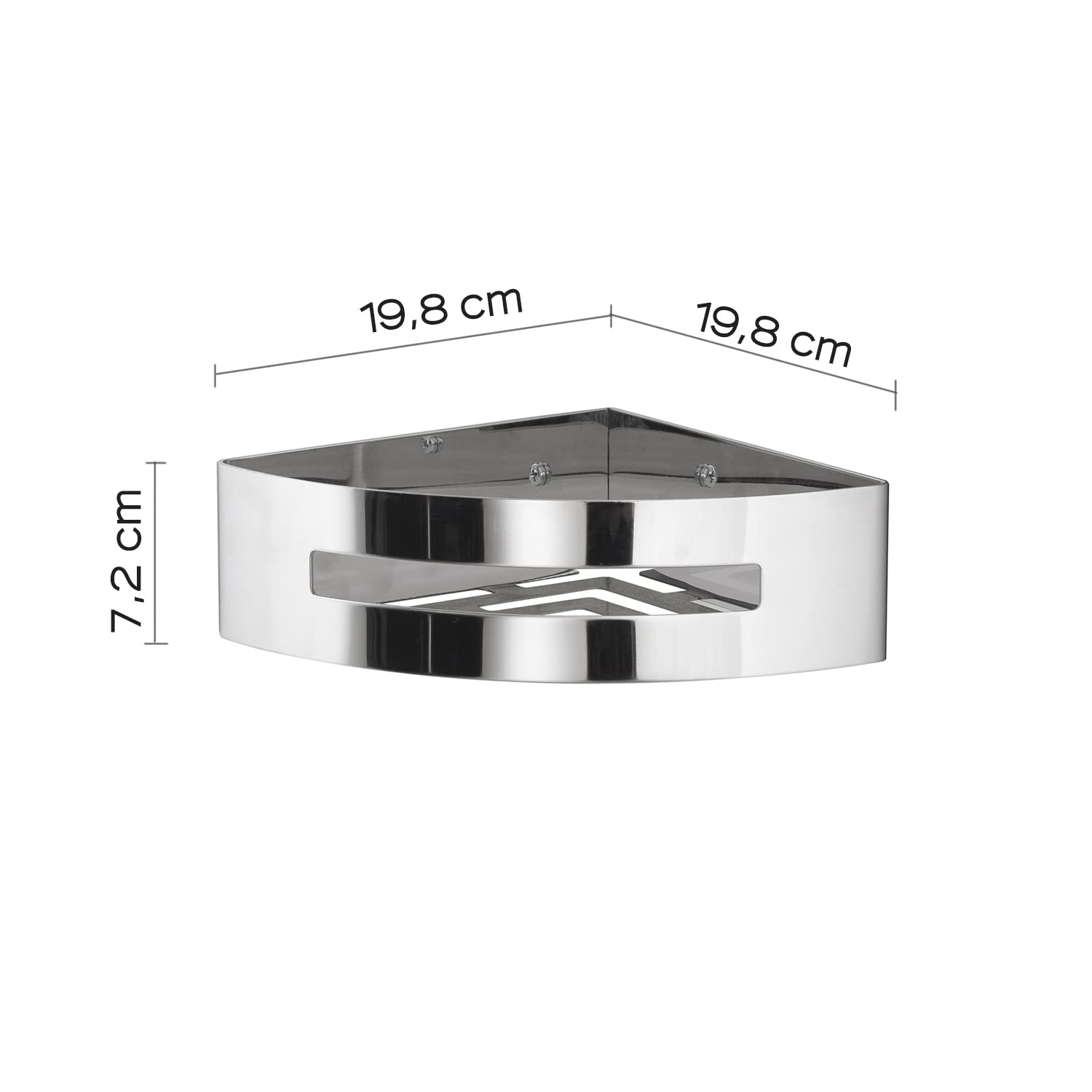 Gedy | Poseidon Portaoggetti Doccia Angolare Cromato in Acciaio, Dimensioni 7,2 x 24 x 12,3 cm e Peso 0,815 kg